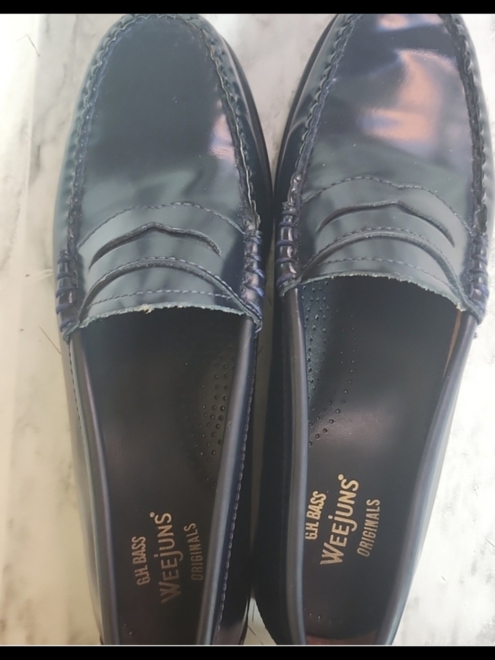 G.H. Bass Weejuns Classic Penny Loafers in Navy Patent